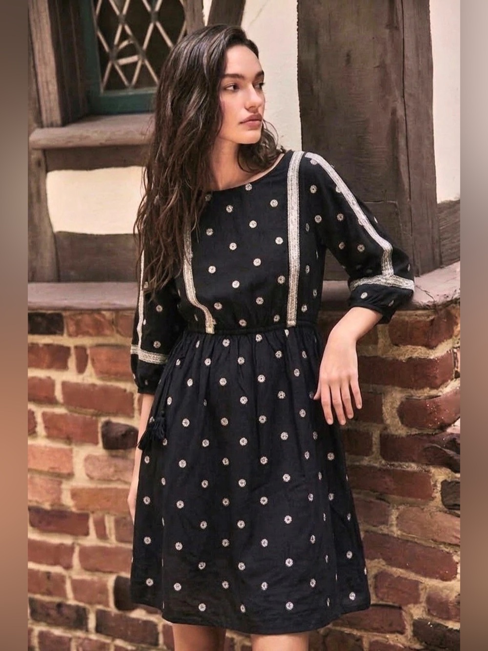 LOFT Floral Mini Dress in Black
